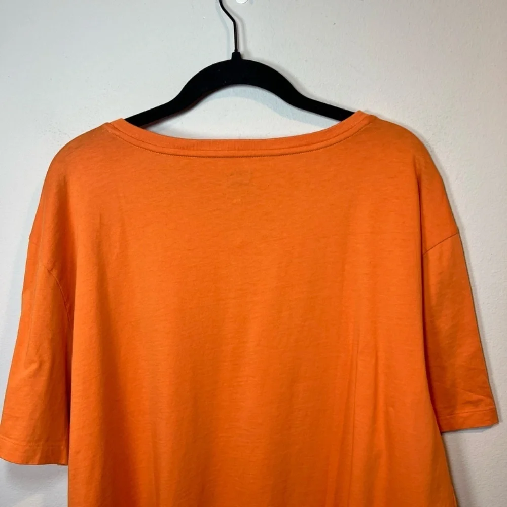 Polo Ralph Lauren V-Neck T-Shirt Orange Cotton Blue Embroidered Pony Mens Sz XXL